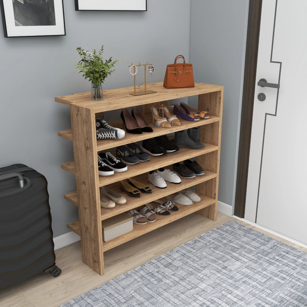 Mobile Portascarpe Offida, Scarpiera 16 Paia, 76x31x72h cm Marrone Rovere Nodi