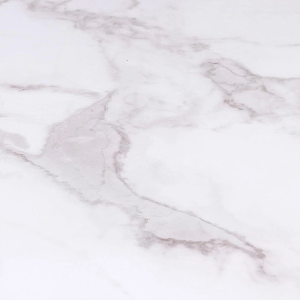 Tavolo da pranzo rettangolare per 8 persone ALASKA con effetto marmo bianco e gamba a ragno in metallo 160 cm