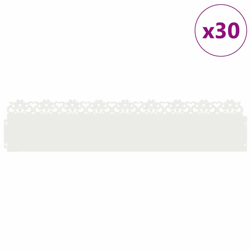 Bordure per prato 30 pcs Bianco 103 x 0,05 x 22 cm Acciaio 874770