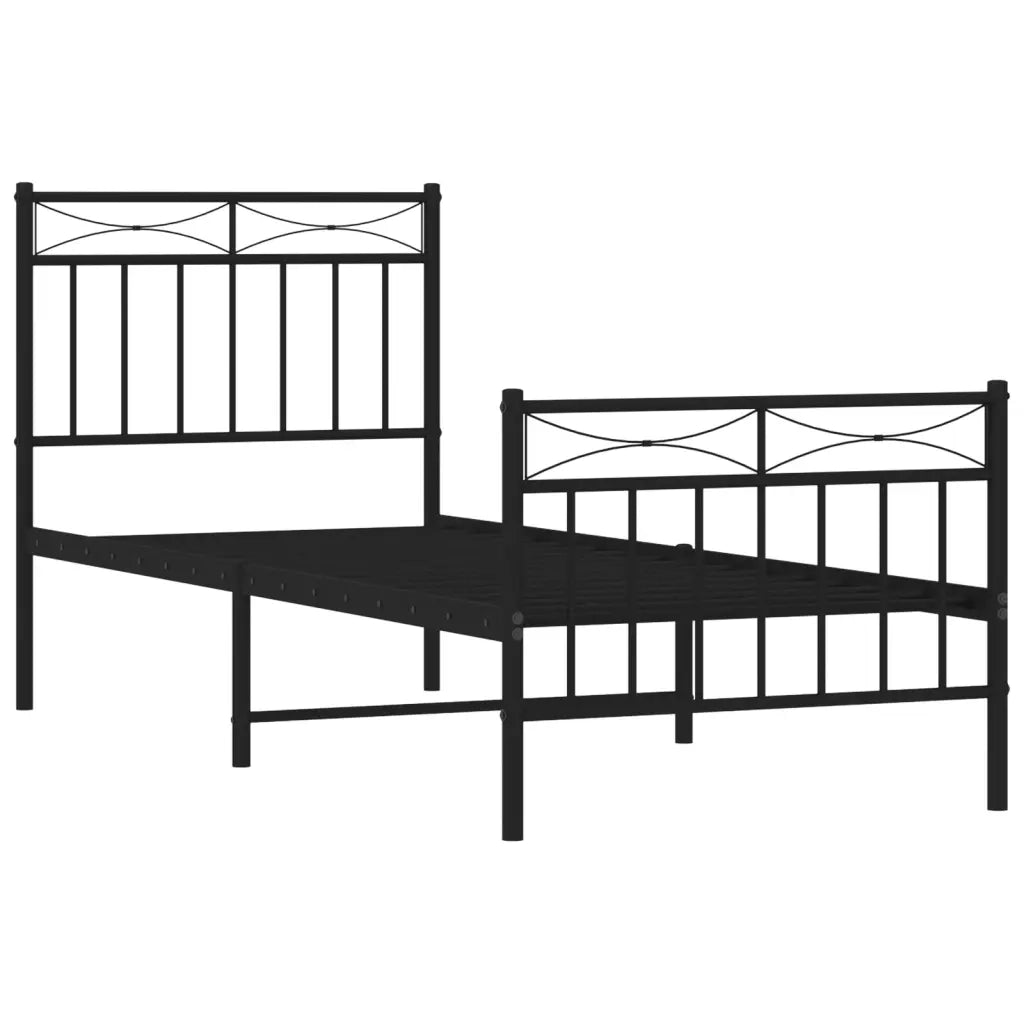 Giroletto con Testiera e Pediera Metallo Nero 80x200 cm 373700