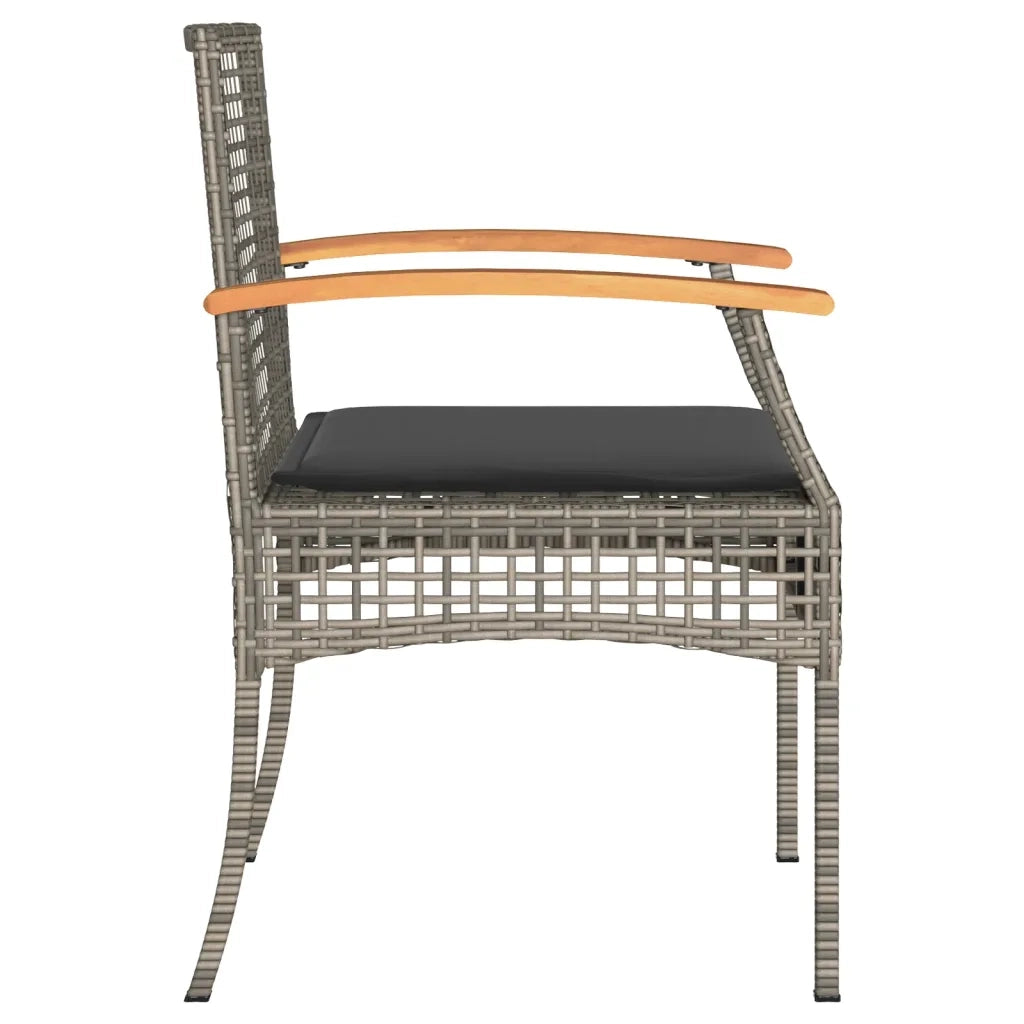 Set da Bistr¨° 3 pz | Set Salotto da Giardino con Cuscini Grigio Polyrattan e Legno Acacia