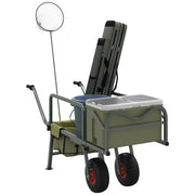 Carrello da Pesca Verde con 2Ruote Acciaio Verniciato a Polvere
