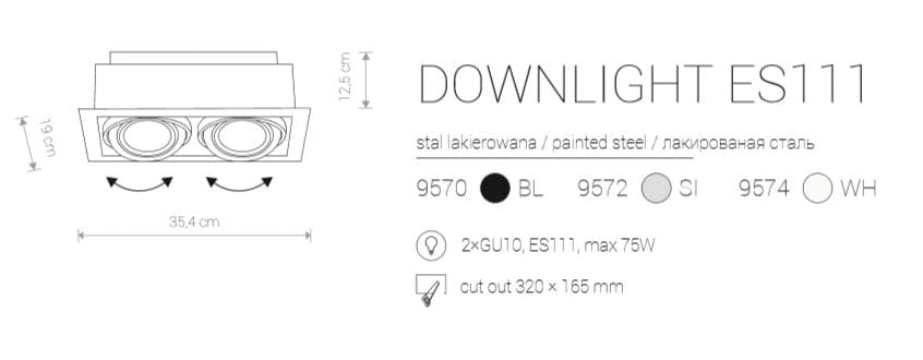 Nowodvorski Downlight faretto incasso bianco 2xES111