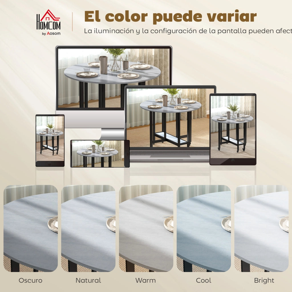 Tavolo Pieghevole con Ruote e Ripiano ¨C Zephmum ¨C Grigio Cemento 120x60x75