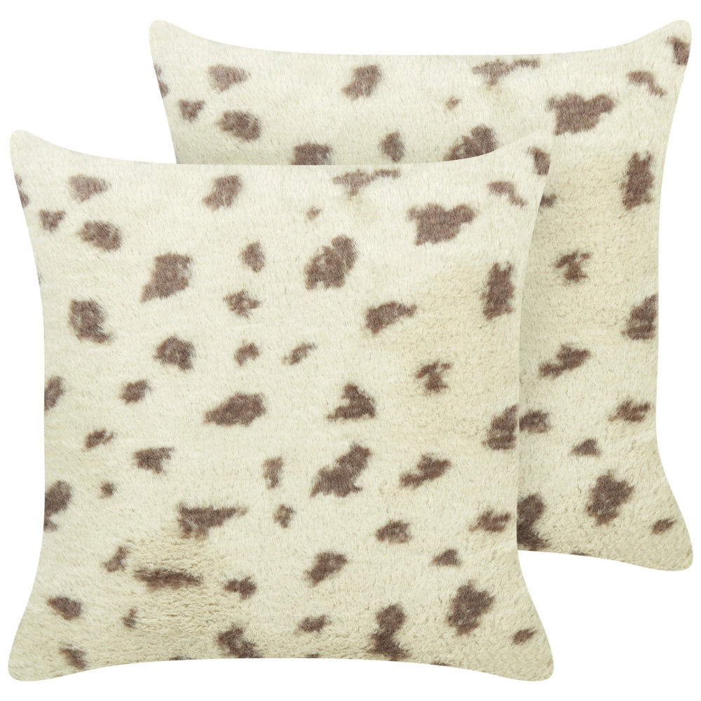 Set di 2 cuscini decorativi in pelliccia sintetica beige 45 x 45 cm accessori salotto