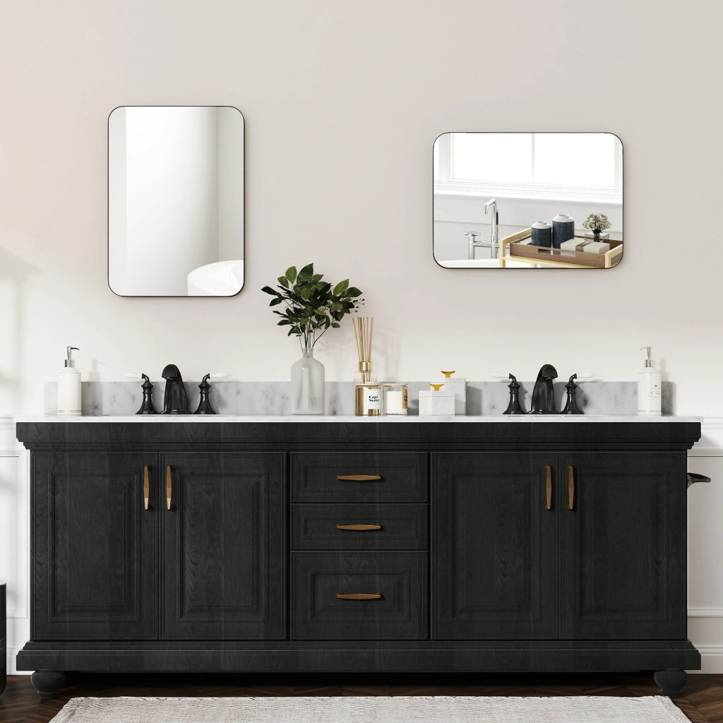 Specchio da Bagno con Cornice in Metallo ¨C Minimal ¨C Nero 50x70 cm