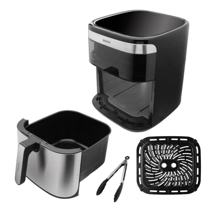 Friggitrice ad aria 10L 1700W con finestra e 10 programmi, controllo touch temperatura 80-200°C e cestello ceramico - Sogo