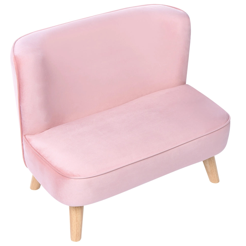 Divano per bambini rivestito in velluto senza braccioli rosa per bambini piccoli stile moderno