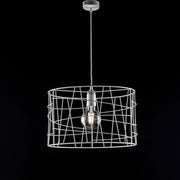 Lampadario industrial a sospensione in ferro Bianco Argento una luce 41x h29 cm