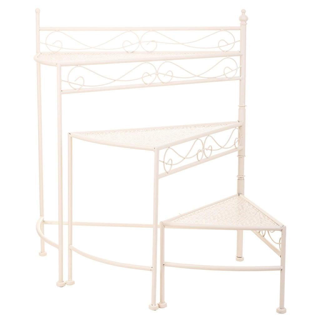 Supporto 3 ripiani per pentole in ferro battuto bianco 55x30x61