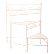 Supporto 3 ripiani per pentole in ferro battuto bianco 55x30x61