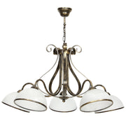 Lampadario Antica retrò ottone 5 vetri E27 Luminex
