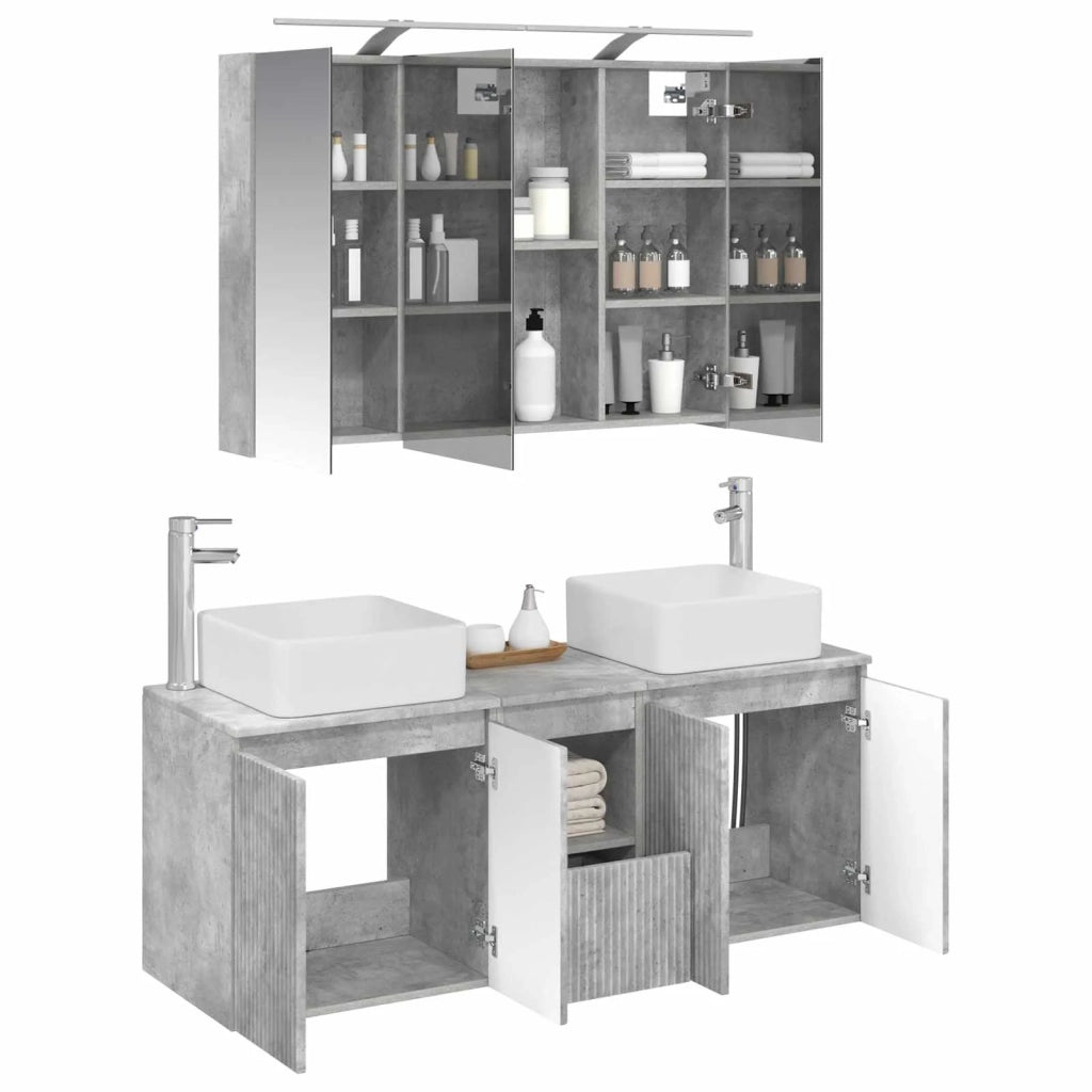 Set di Armadi da Bagno 4 pcs Grigio Cemento 100 x 14,5 x 70 cm 3406378