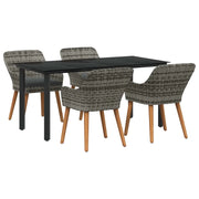 Set da Pranzo per Giardino con cuscino 5 pcs Grigio polyrattan 3261687