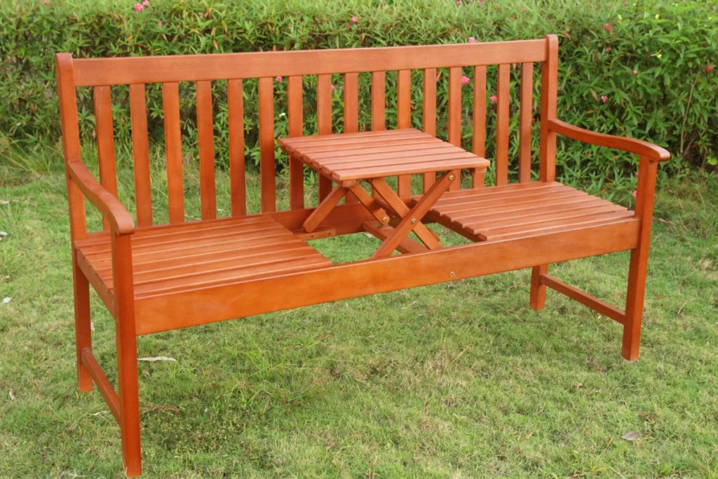 Panca da giardino con tavolo in legno di acacia