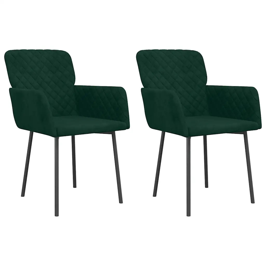 Sedie da Pranzo 2 pz | Sedie da cucina Verde Scuro in Velluto