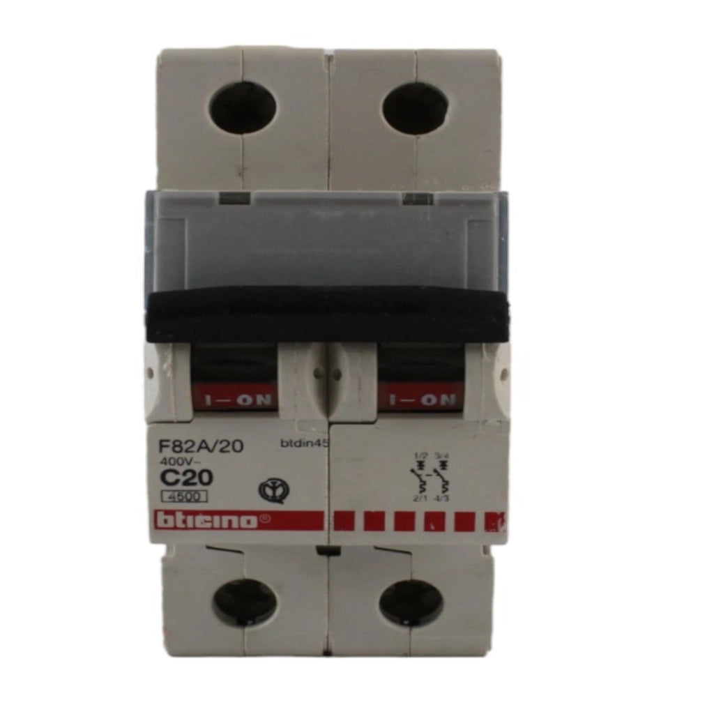 Interruttore magnetotermico 2 poli 2 moduli 20A curva C Bticino