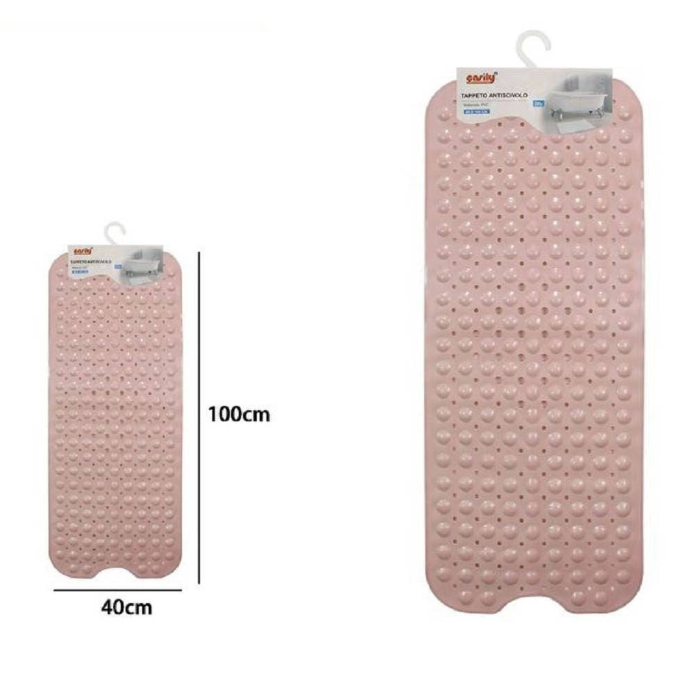 Trade Shop - Tappetino Per Vasca Antiscivolo 100 X 40 Cm Tappeto Doccia In Pvc 79739 Rosa -