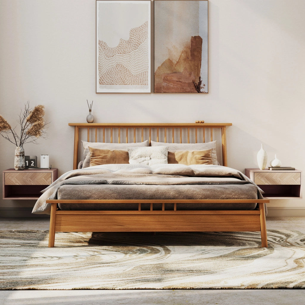 Tavolini da notte a muro ¨C zephmum ¨C legno naturale 37x32x21 cm