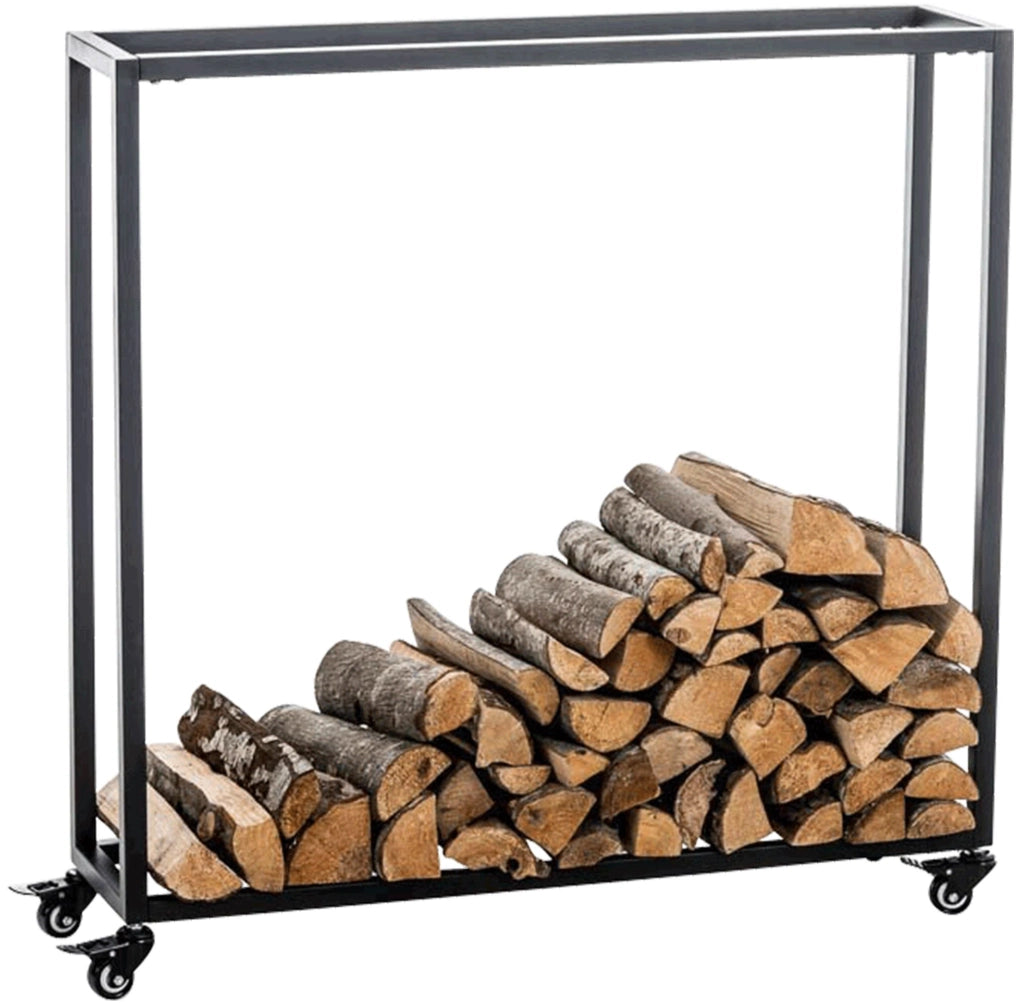 Portalegna per Camino HETTA in Acciaio Inox nero,25x100x100 cm