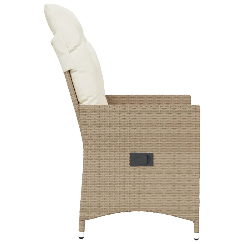 Sedia Reclinabile da Giardino | Sedie da Esterno con Cuscini Beige in Polyrattan
