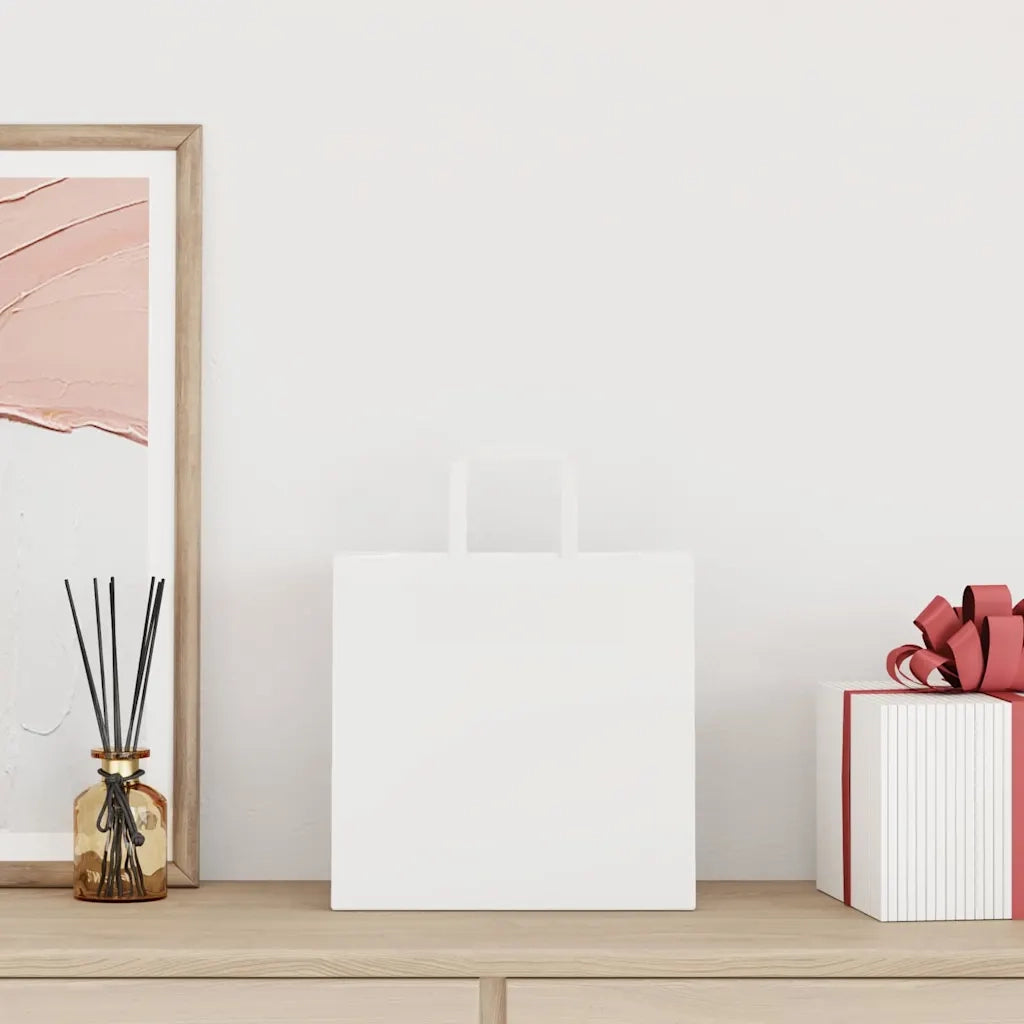 Sacchetti di Carta 50 pz con Manici Bianchi 26x17x25 cm