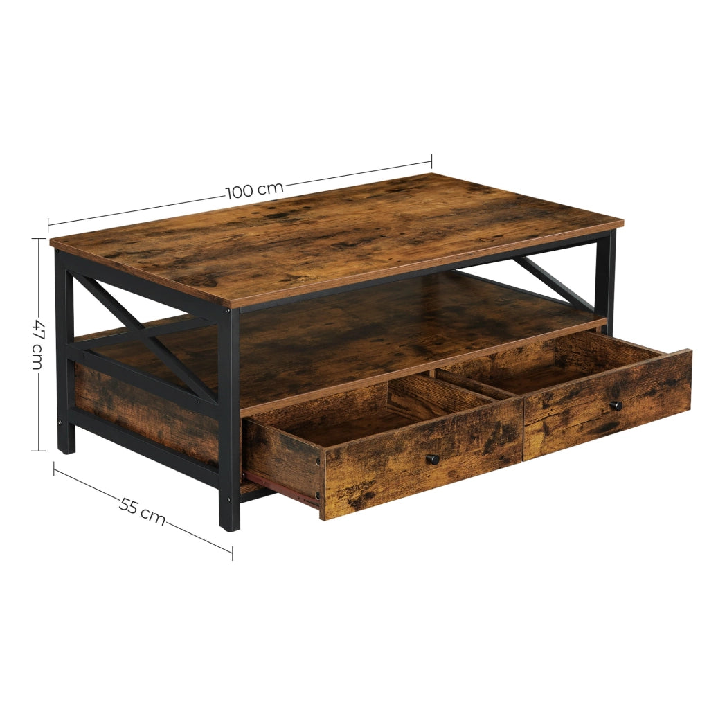 Tavolino da caffè Valora LCT21BXV1 in stile loft marrone rustico