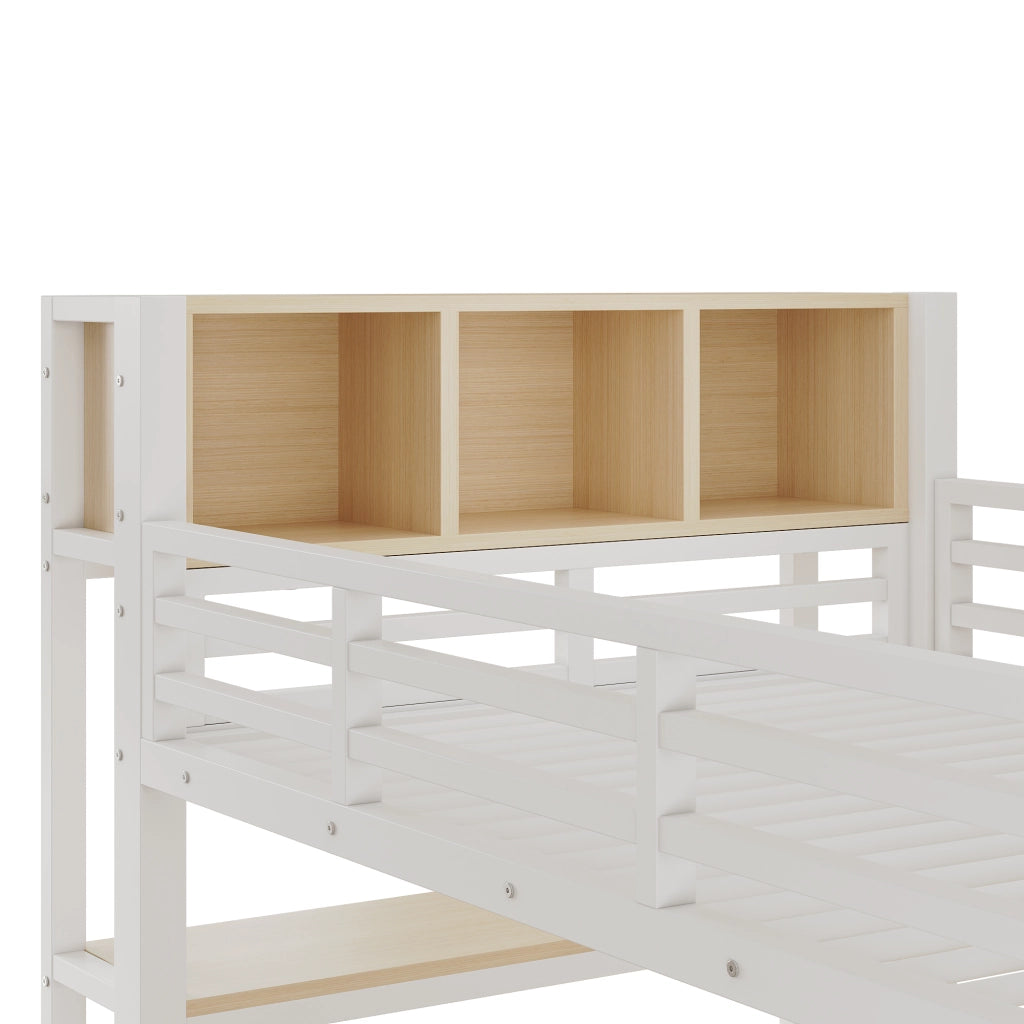 Letto a soppalco 90x200 cm con scrivania; guardaroba e ripiani in MDF e metallo