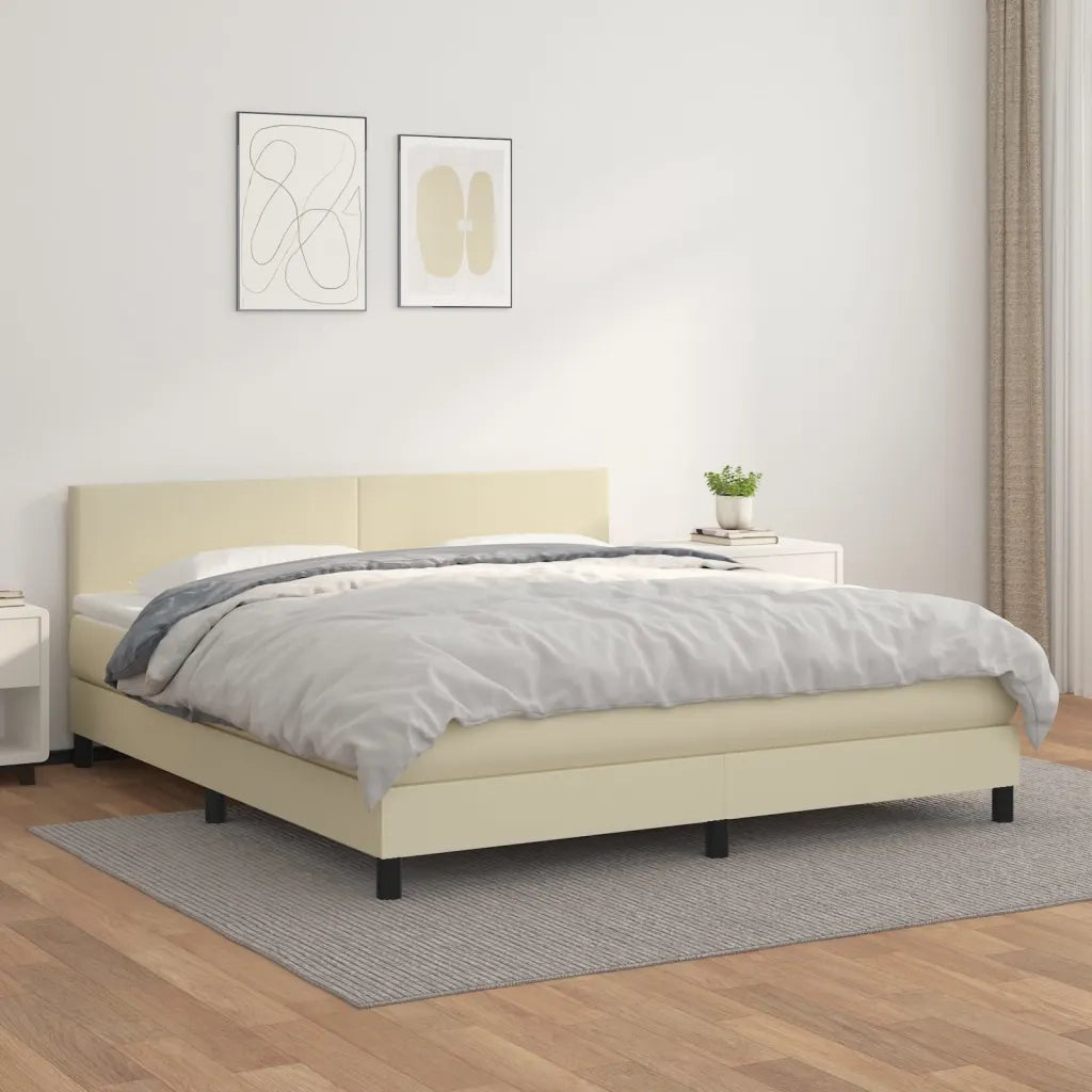 Giroletto a Molle con Materasso Crema 180x200 cm in Similpelle 3141019
