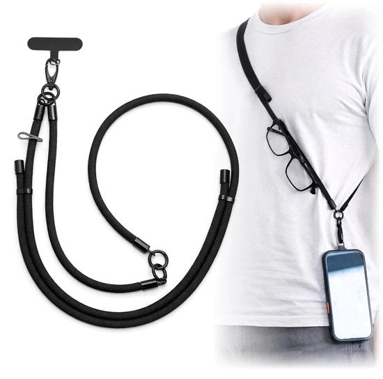 Supporto per smartphone - Lanyard da portafessola - Corda intrecciata - Clip per badge - Estensore di cinturone - Larghezza 60 cm - Lanyard per telefono cellulare
