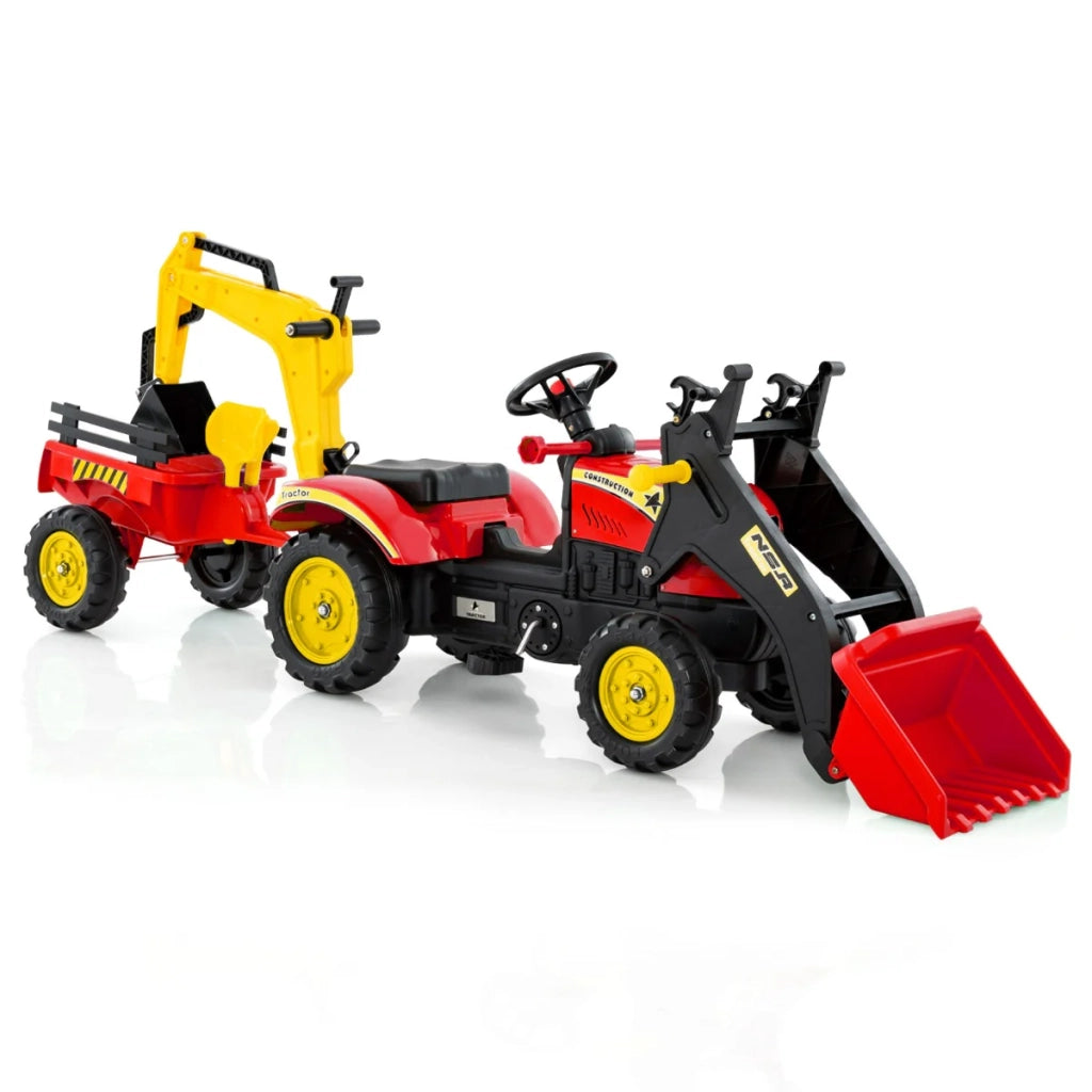 Trattore 3 in 1 per bambini 178 x 42 x 60 cm esperienza di guida autentica uso esterno PP rosso 20_0017562