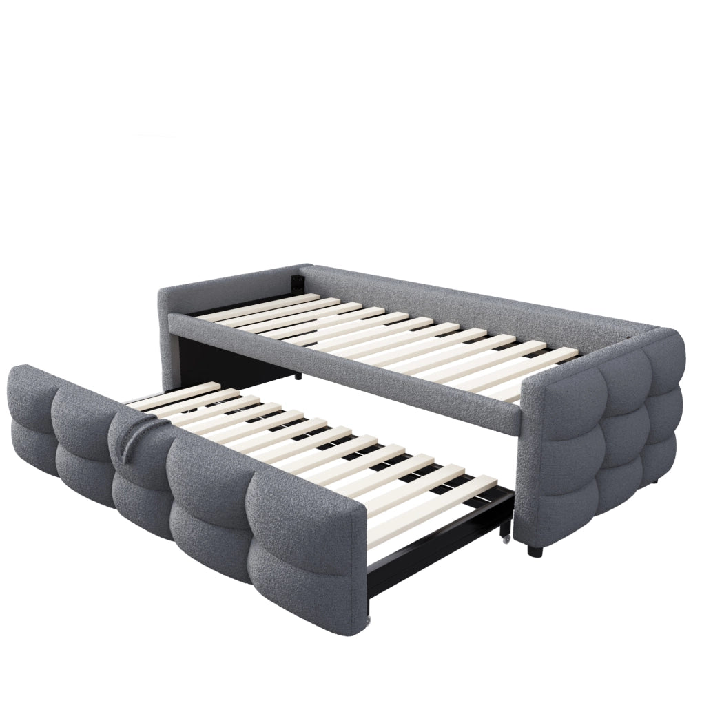 Letto combinato 90/180x190 cm in Teddy grigio
