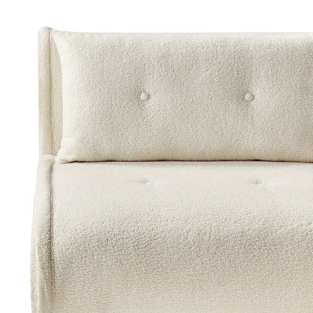 Divano Letto ad 1 Posto In Tessuto bouclè beige chiaro stile elegante glamour