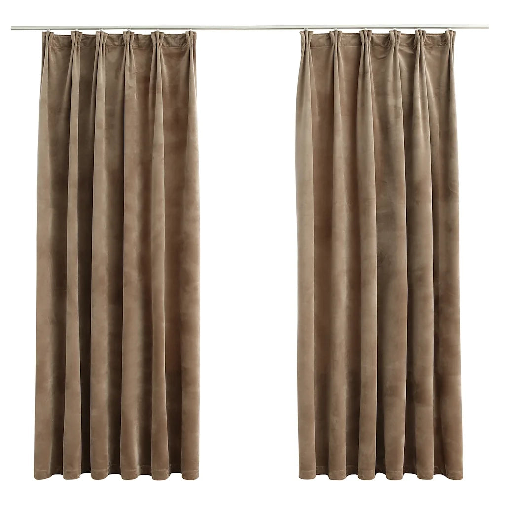 Tende Oscuranti con Ganci 2 pz Beige in Velluto 140x175 cmcod mxl 127235