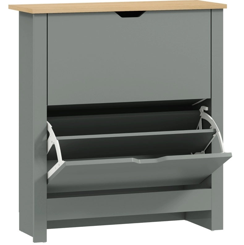 Scarpiera ULEVR 72x26x80 cm con 2 vani a ribalta e divisori regolabili, grigio chiaro