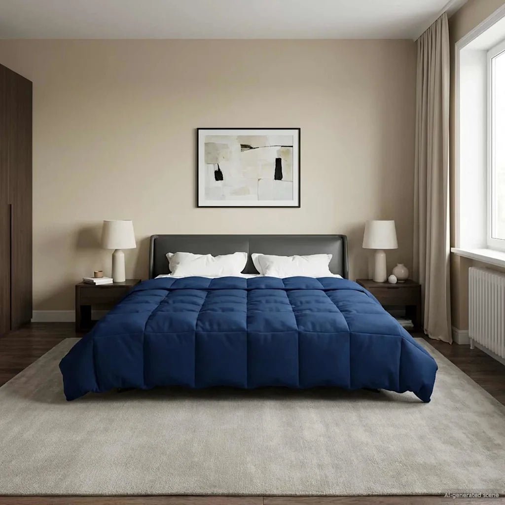 Piumone | Duvet Estivo Trapuntato Blu Scuro 200 x 200 cm Microfibra
