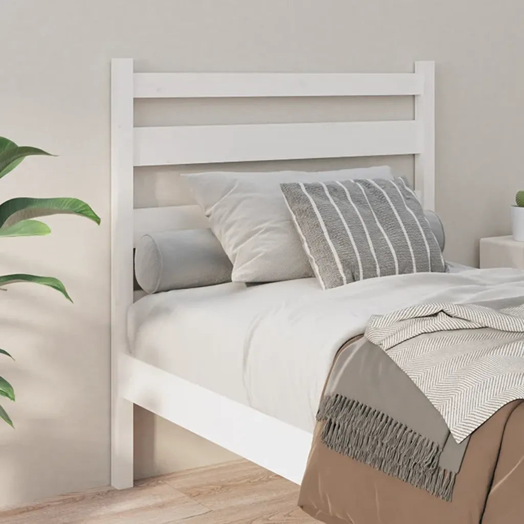 Testiera | Testata per Letto Bianca 106x4x100cm in Legno Massello di Pino