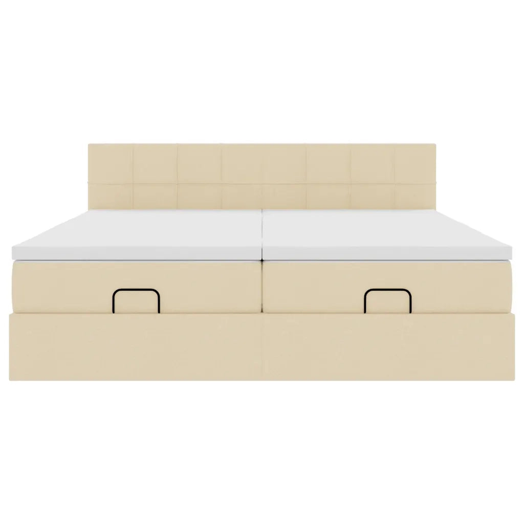 Struttura Letto Pouf con Materassi Crema 160x200 cm in Tessuto 3312841