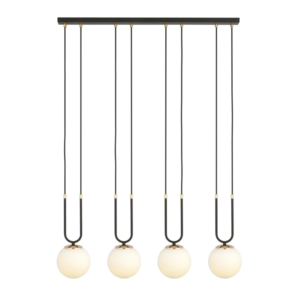 Lampadario Emibig Glam 4xE14 in vetro nero opale oro