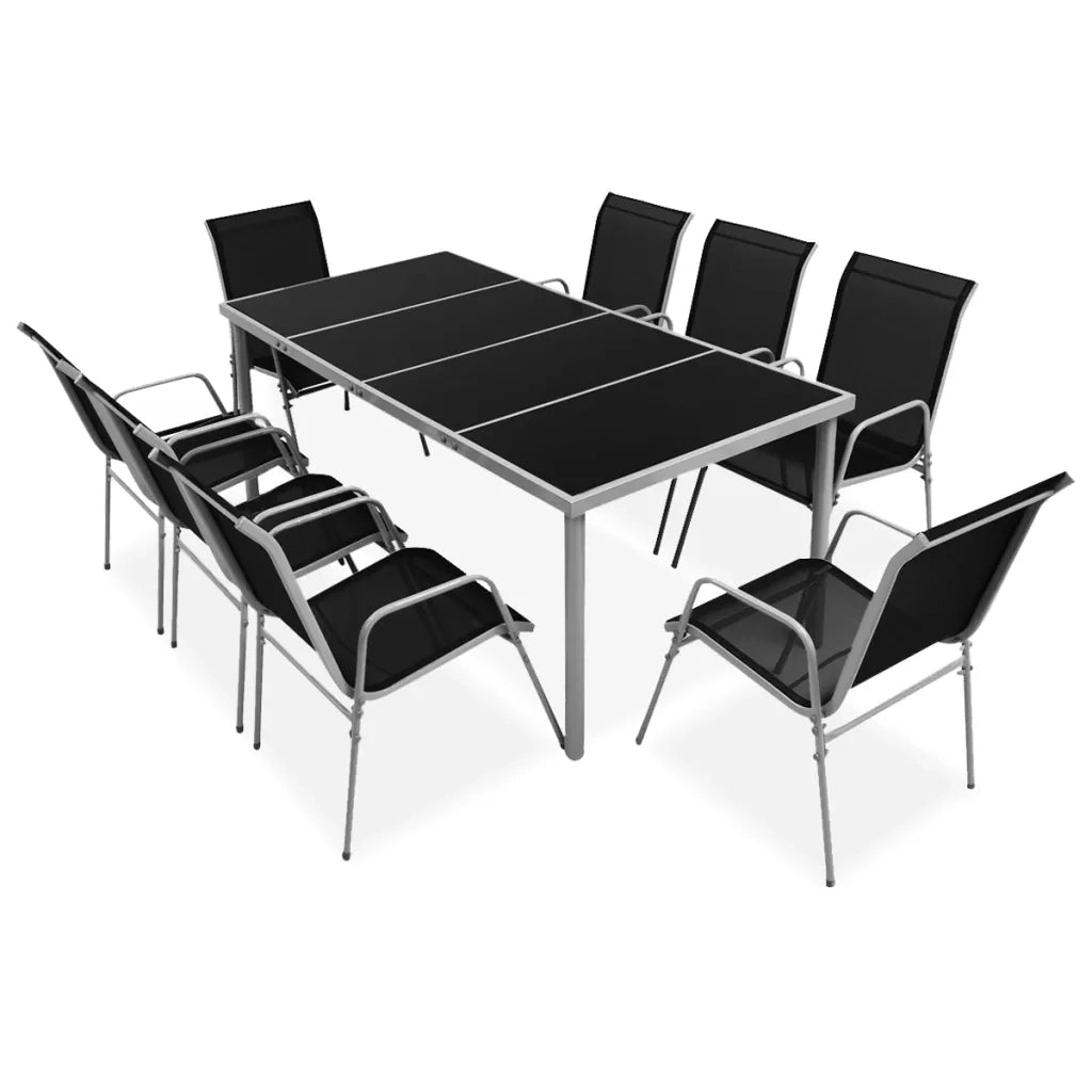 Set da Pranzo da Giardino 9 pz in Acciaio Nero cod mxl 35446