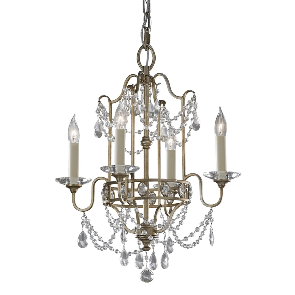 Lampadario Classico Gianna Cristallo Argento Dorato Vetro Oro 4 Luci E14