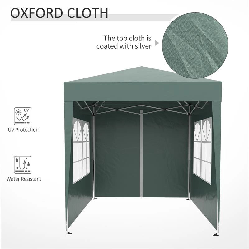 GAZEBO PIEGHEVOLE CON 4 PARETI RIMOVIBILI E BORSA DA TRASPORTO IN METALLO E POLIESTERE 2X2X2.4 CM VERDE