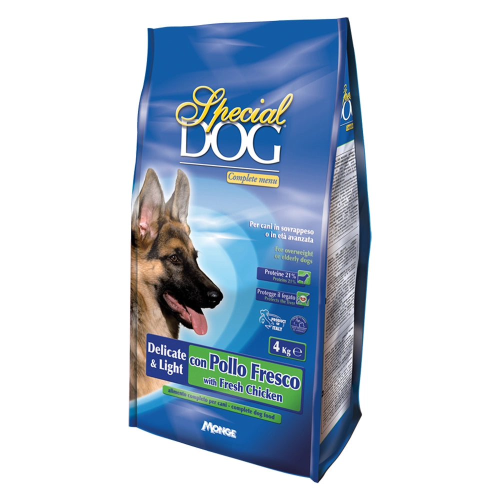 CROCCHETTE PER CANI ANZIANI 'SPECIAL DOG' Delicate-light c/pollo fresco - kg 4  - MONGE