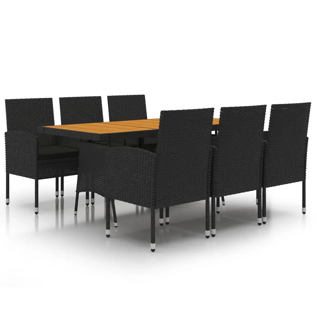 Set da Pranzo per Esterni 7 pz in Polyrattan Nero 3120109