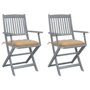 Sedie da Giardino Pieghevoli 2pz con Cuscini in Massello Acacia cod mxl 8309