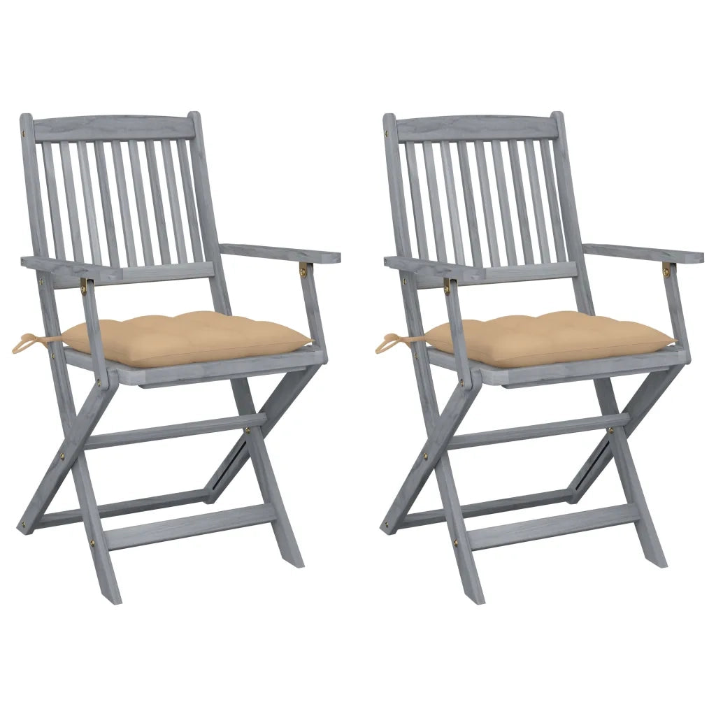 Sedie da Giardino Pieghevoli 2pz con Cuscini in Massello Acacia cod mxl 8309