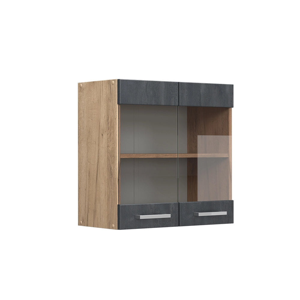 Vicco Mobile da cucina in vetro Calcestruzzo nero 60 cm