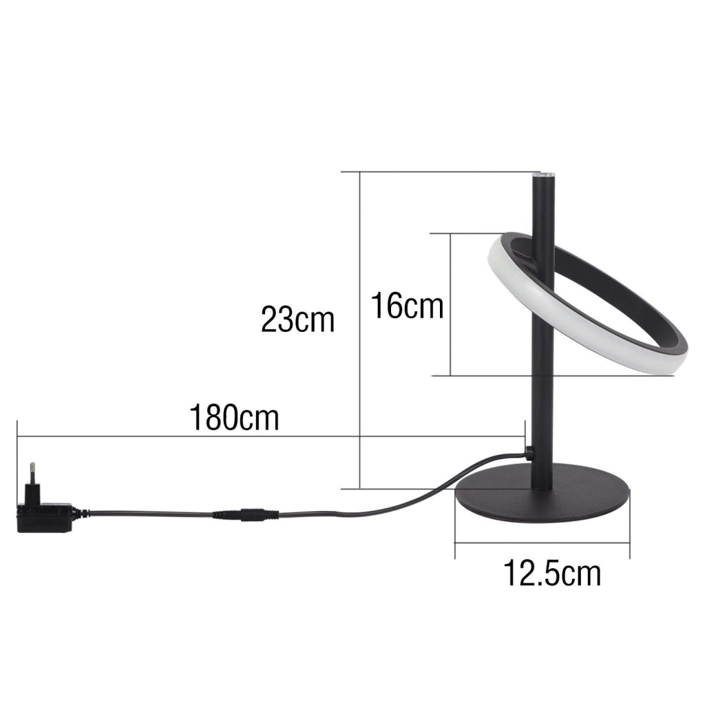 ZMH Lampada da tavolo LED nera moderna anello orientabile