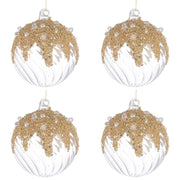 Palline di Natale in Vetro Trasparenti con Decorazioni Oro Beautity Diametro: 100 mm