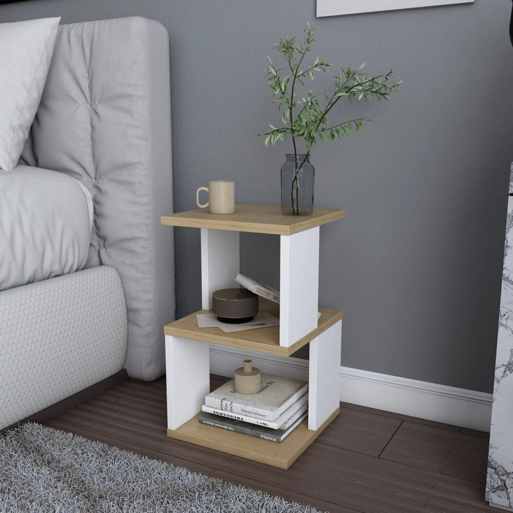 Comodino in legno "Carter" - 30 x 30 x 49 cm - Beige